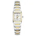 Elegant two-tone silver and gold stainless steel quartz watch with rectangular face - Female Style / Silver and Gold Two-tone White Dial