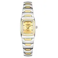 Elegant women's quartz watch with two-tone silver and gold stainless steel bracelet strap - Female Style / White Gold Two-tone with Gold Dial
