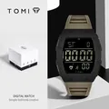 TOMI Sport-Digitaluhr für Herren mit braunem Silikonarmband und schwarzem Zifferblatt - Khaki (T230-6)
