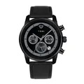 Montre à quartz professionnelle TOMI pour homme avec bracelet texturé noir et multi-cadrans. - Style Entièrement Noir Mat à Trois Cadrans (T603-1)