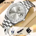 TOMI silver business watch set for men with ring, crown brooch, and band adjuster tool - Business Steel Band Set (T305-2) / Silver Gray (T305-2)