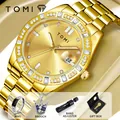 Magnifique coffret cadeau montre homme TOMI en or avec bague, broche et outils - Tout Or Cadran Or (T305-6)