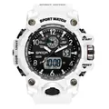 Montre de sport tactique blanche SANDA avec double affichage étanche extérieur - Style 3169 Hommes / Blanc (3169 Hommes)