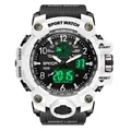 Montre de sport étanche SAMDA avec boîtier blanc, double affichage et bracelet en nylon - Style 3169 Hommes / Blanc Noir (3169 Hommes)
