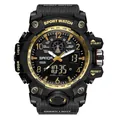 Orologio sportivo SAMDA impermeabile con doppio display nero e oro e cinturino in nylon - Nero Oro (3169 Uomo)