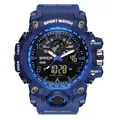 Montre de sport Sanda bleue avec affichage numérique-analogique étanche et rétroéclairage - Bleu Profond (3169 Hommes)