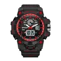 Montre de sport Sanda noir et rouge avec affichage numérique-analogique et antichoc - Noir Rouge (3306 Femmes)