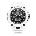 Montre de sport Sanda blanche avec affichage numérique et analogique multifonction - Blanc (3306 Femmes)