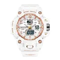 Orologio sportivo professionale bianco SAMDA a doppio display impermeabile 5ATM con sveglia - Bianco Oro Rosa (3306 Donne)
