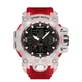 Montre de sport SAMDA avec bracelet rouge et boîtier translucide, étanche à 50M - Rouge Transparent