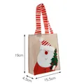 Santa Claus Christmas burlap gift bag with striped handles, size 19x15.5x4.5cm. - Santa Claus
