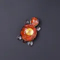 Handmade lucky turtle figurine crafted from clear resin and natural red crystal stones - Refrigerator Magnet / Red Agate