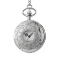 Vintage silberne hohle Quarz-Taschenuhr mit römischen Ziffern und einer Taillenkette - Taillenkette / Silber