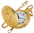 Antike goldene hohle Quarztaschenuhr mit floraler Kette für Damen und Herren Schmuck - Zifferblatt Taillenkette / Gold