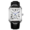 Élégante montre à quartz carrée Chenxi pour hommes avec boîtier argenté et bracelet noir - Boîtier Argenté Cadran Blanc Bracelet Noir
