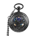Belle montre à gousset mécanique vintage avec design squelette et cadran nuit étoilée - Style Creux Ciel Étoilé Noir (PM349) / Noir