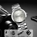 Silver men's watch gift set with ring and brooch in elegant box - Silver / T303-2