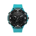Montre de sport TOMI à double affichage avec bracelet turquoise et lunette noire - Cyan