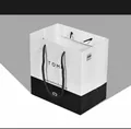 Stylish white and black branded gift paper bag for men's fashion watch sets - White Handbag