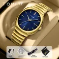 Coffret montre TOMI or pour homme avec cadran bleu, bague et broche élégante incluses. - Coffret Cadeau 5 Pièces / Bracelet Or Cadran Bleu (T307-6)
