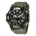 Montre de sport étanche SMAEL pour hommes avec double affichage et fonctions lumineuses - Vert Militaire