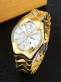 Montre homme concept trou de ver Y2K or luxueuse avec cadran blanc et chronographes - Boîtier Or Cadran Blanc