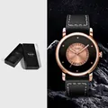 Elegante orologio minimalista TOMI con cassa oro rosa e cinturino in pelle nera - Cassa Oro Cinturino Nero
