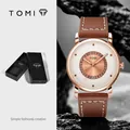 Orologio TOMI con cinturino in pelle marrone, cassa oro rosa e quadrante cavo creativo - Cassa Oro Cinturino Marrone