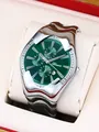 Montre de sport homme Y2K concept trou de ver bracelet argent cadran vert - Boîtier Argent Cadran Vert