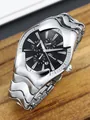 Montre conceptuelle Y2K argentée pour hommes avec cadran chronographe noir élégant - Boîtier Argent Noir