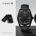 Montre à quartz minimaliste TOMI T098 noire avec calendrier pour hommes et coffret - Boîtier Noir Bracelet Noir (T098-1)