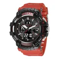 Montre numérique sport SMAEL avec bracelet en résine rouge et double affichage - Rouge
