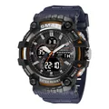 Montre de sport robuste SMAEL pour hommes avec design étanche et affichage double lumineux - Bleu