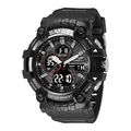 SMAEL schwarze Sportuhr mit Dual-Display, Leuchtzeigern und wasserdichtem Design - Schwarz Silber