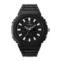 TOMI komplett schwarze Sportuhr mit analog-digitalem Display und robustem Resinschmuckband - T217-6 Schwarzes Gehäuse Schwarzes Zifferblatt Typ 2