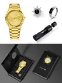 Set orologio uomo TOMI business minimalista impermeabile in acciaio oro con anelli e kit - Oro (T302-6)