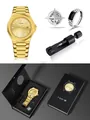 TOMI men's luxury business watch set with gold steel band and gift box - Gold (T301-6)