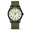 BIDEN professional men's sport quartz watch featuring cream dial and army green nylon strap - Green Strap Black Case Yellow Dial