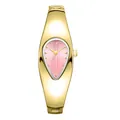 Montre-bracelet goutte dorée vintage Y2K avec cadran rose soleil et bracelet en métal - Boîtier Or Cadran Rose