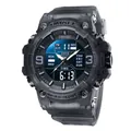 SMAEL 8049 Herren Sport Digitaluhr mit wasserdichtem großem Zifferblatt in Schwarz - Transparentes Grau