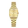 Montre carrée dorée Labaoli LA692 pour femme avec cristal facetté et bracelet acier - Style Cadran Carré Doré (LA692) / Boîtier Doré Cadran Doré
