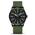 Professional BIDEN men's quartz sports watch with green nylon strap and black dial - Green Strap Black Case Black Dial