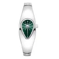 Montre jonc argentée Y2K vintage avec cadran vert en forme de goutte d'eau - Boîtier Argent Cadran Vert