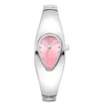 Montre bracelet goutte d'eau rétro Y2K en argent avec cadran rose minimaliste pour femme - Boîtier Argent Cadran Rose