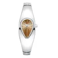 Montre bracelet Y2K argentée en forme de larme avec cadran marron style rétro chic. - Boîtier Argenté Cadran Café