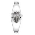 Montre bracelet Y2K en métal argenté avec cadran gris foncé en forme de goutte - Boîtier Argenté Cadran Noir