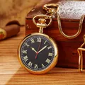 Vintage Quarz-Taschenuhr in Gold mit klassischem römischem Zifferblatt und Kette - Gold Römisch Mechanischer Stil (pm126)