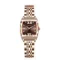 Labaoli LA692 luxury women's square watch featuring rose gold band and brown dial - Rose Gold Case Coffee Dial