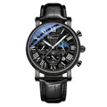 Orologio elegante Chenxi per uomo con fasi lunari e raffinato cinturino in pelle nera - Canna di Fucile Nero