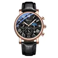 Orologio classico da uomo Chenxi business con fase lunare, data e cinturino in pelle nera - Cinturino Nero Cassa Oro Rosa Quadrante Nero